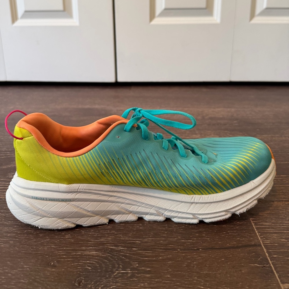 Hoka Rincon 3 Men's Teal Yellow Pink Orange Running Sneakers - Picture 7 of 9